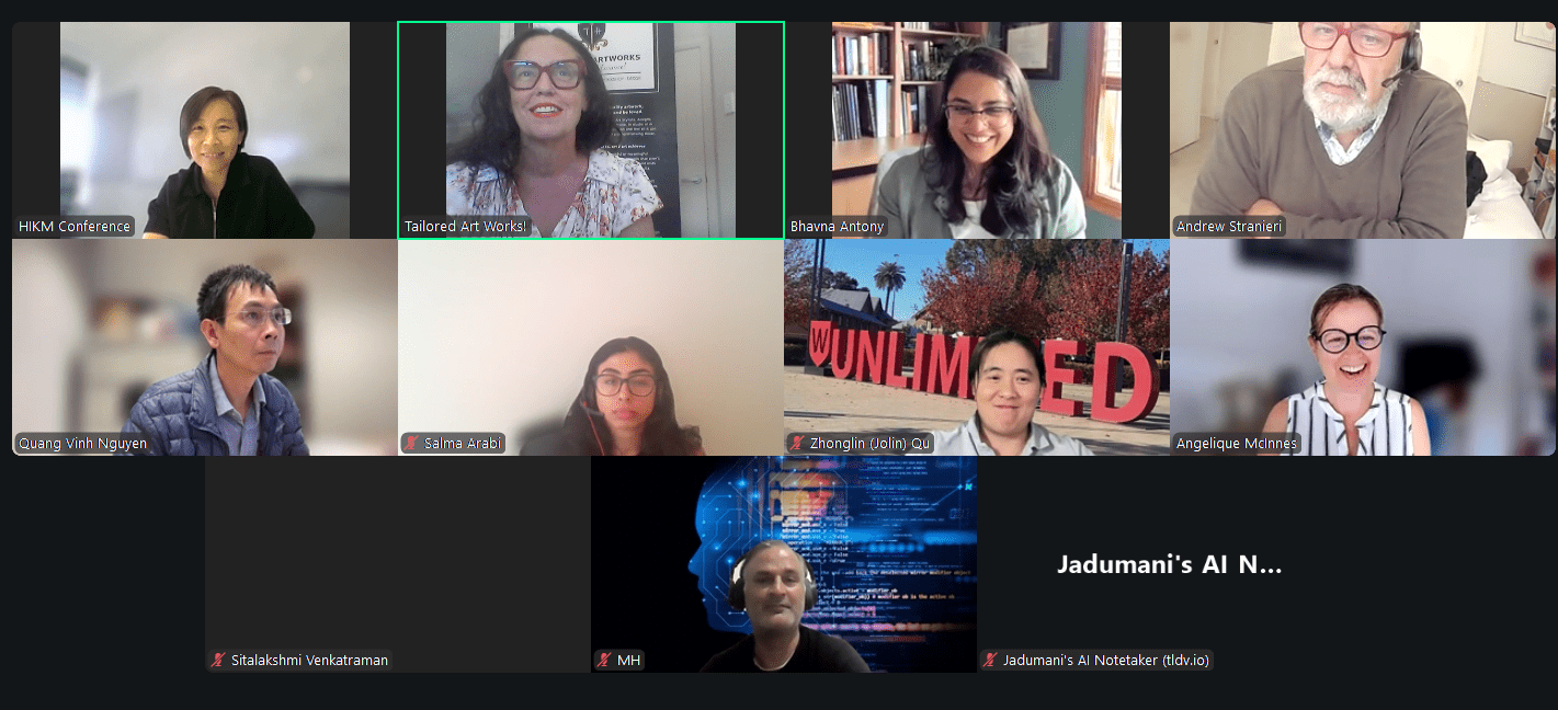 screenshot of HIKM26 conference session chairs at work on zoom